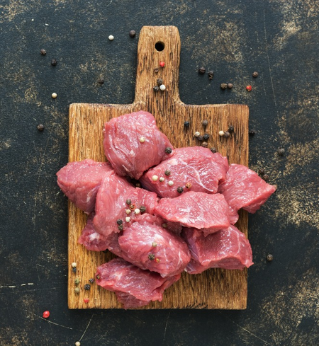 Cubed grass-fed beef stew meat from Champion Valley Farm